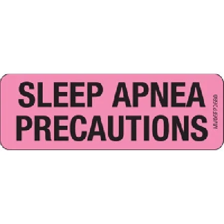Precision Dynamics MedVision Pre-Printed Label Advisory Label SLEEP APNEA PRECAUTIONS Fluorescent Pink 1 X 2-15/16 Inch – V06FP2680