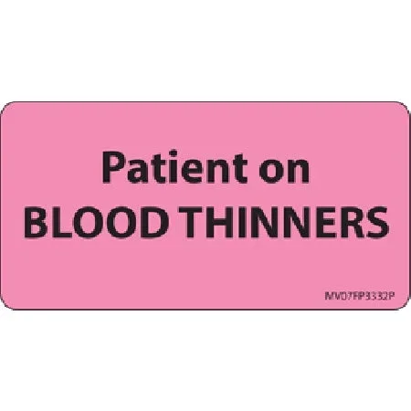 Precision Dynamics MedVision Pre-Printed Label Anesthesia Label PATIENT ON BLOOD THINNERS Fluorescent Pink 1-1/2 X 2-15/16 Inch – V07FP3332P