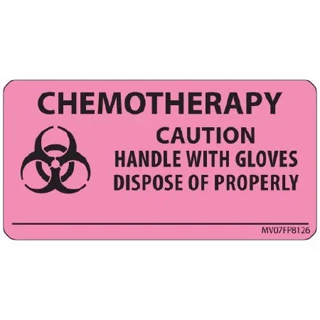 Precision Dynamics MedVision Pre-Printed Label Warning Label Chemotherapy Caution Handle With Gloves Dispose Of Properly Fluorescent Pink 1-1/2 X 2-15/16 Inch – V07FP8126