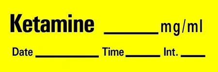 Precision Dynamics TimeMed Pre-Printed Label Timemed Anesthesia Label Ketamine Yellow 1-1/2 X 1/2 Inch – AN-60