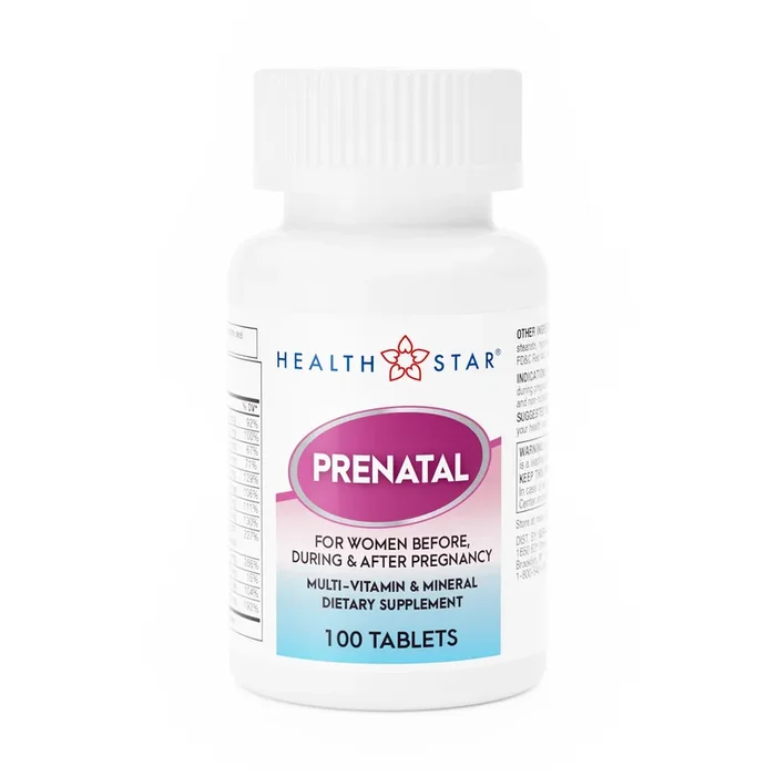 Prenatal Vitamin Supplement HealthStar Tablet 100 per Bottle
