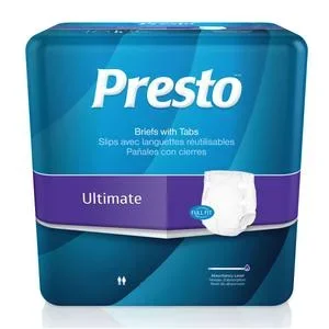 Presto Supreme Breathable Brief, Ultimate Absorbency, XL (58″ to 64″ Waist), Beige, Package of 15
