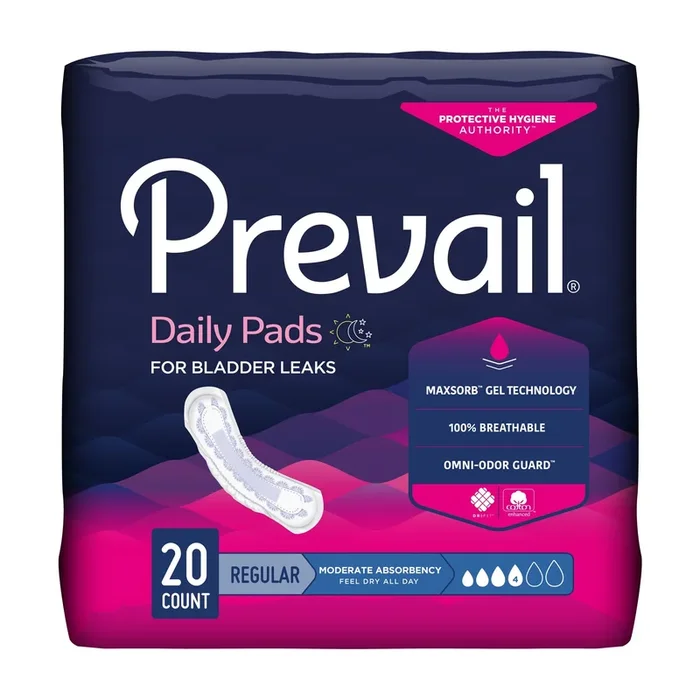 Prevail® Daily Pads Female Disposable 9.25 Inch Bladder Control Pads – Moderate Absorbency (BC-012)