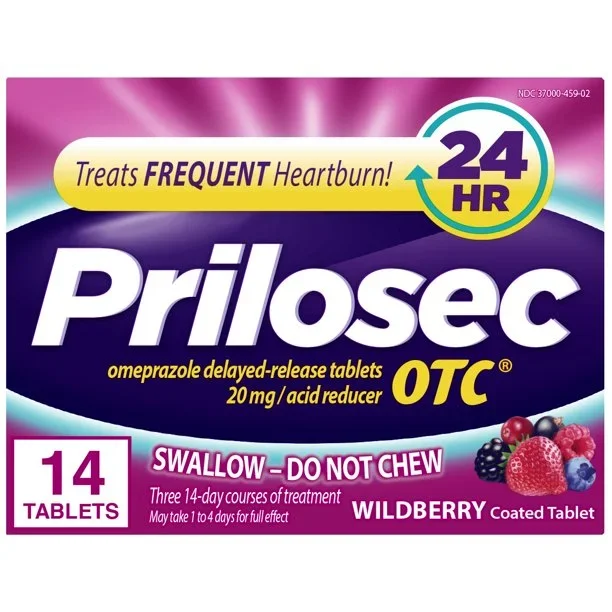 Prilosec OTC Acid Reducer Coated with Wildberry Flavor 14 Tablets