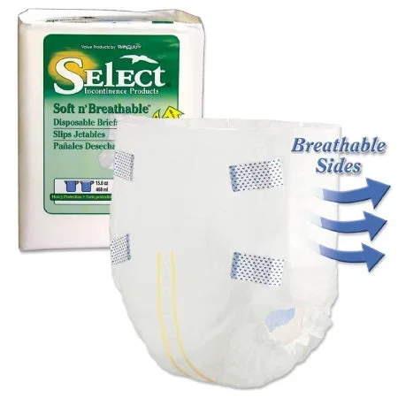 Principle Business Enterprises Select Soft n’ Breathable Adult Incontinent Brief Tab Closure Medium Disposable Heavy Absorbency – 2627