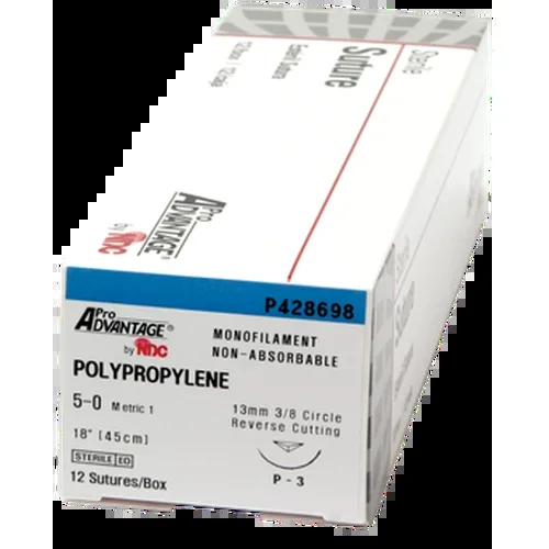 Pro Advantage Polypropylene Sutures, Size 5-0, 18″, P-3 Needle, 13mm