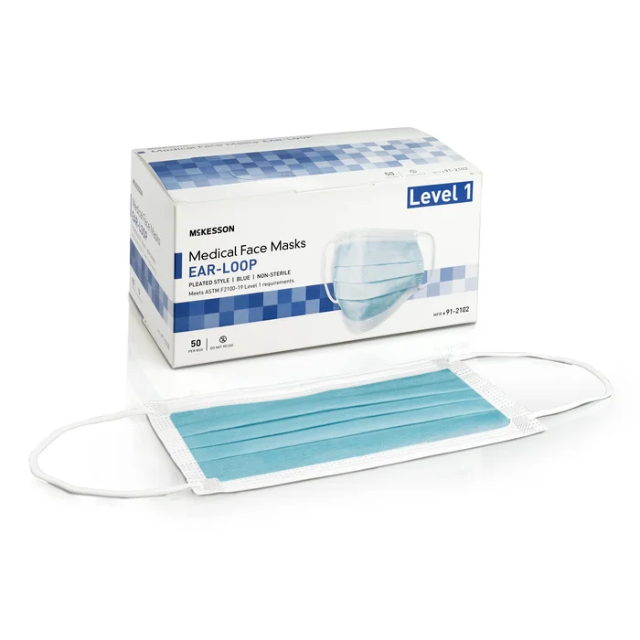Procedure Mask McKesson ASTM Level 1 Earloops One Size Fits Most, 91-2102