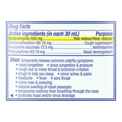 Procter & Gamble Cold and Cough Relief NyQuil® 650 mg – 20 mg – 12.5 mg- 10 mg / 30 mL Strength Liquid 12 oz. - Image 4