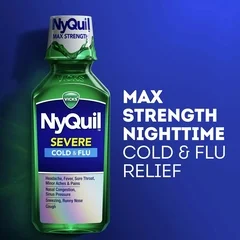 Procter & Gamble Cold and Cough Relief NyQuil® 650 mg – 20 mg – 12.5 mg- 10 mg / 30 mL Strength Liquid 12 oz. - Image 2