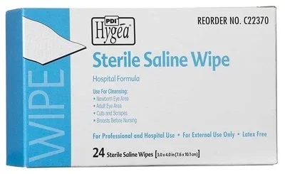 Professional Disposables Hygea Saline Wipe Individual Packet Saline Unscented 24 Count – C22370