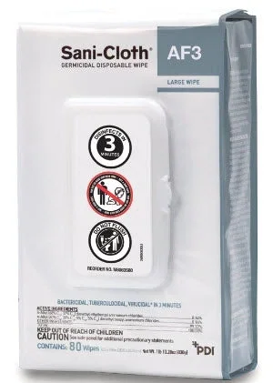 Professional Disposables Sani-Cloth AF3 Surface Disinfectant Cleaner Quaternary Based Wipe 80 Count Hard Case Disposable Unscented – 8063S80