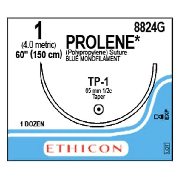 Prolene Suture 1 60″ Polypropylene Monofilament TP-1 Blue 12/Bx