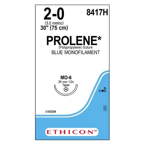 Prolene Suture 2-0 1×30″ Polypropylene Monofilament MO-6 Blue 36/Bx