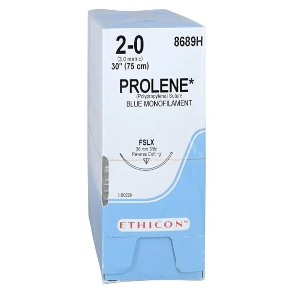 Prolene Suture 2-0 30″ Polypropylene Monofilament FSLX Blue 36/Bx