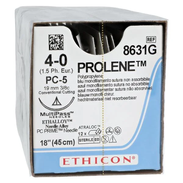 Prolene Suture 4-0 18″ Polypropylene Monofilament PC-5 Blue 12/Bx