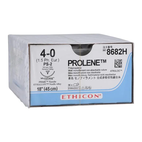 Prolene Suture 4-0 18″ Polypropylene Monofilament PS-2 Blue 36/Bx