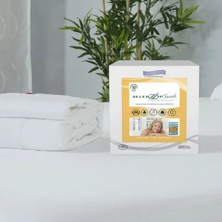 Protect A Bed Allerzip Smooth Mattress Encasement 7 to 12 X 72 X 84 Inch 100% Polyester Main Panel, 100% Polyurethane Laminate Lining, 100% Polyester Skirt For King California Size Mattresses – BOM1809