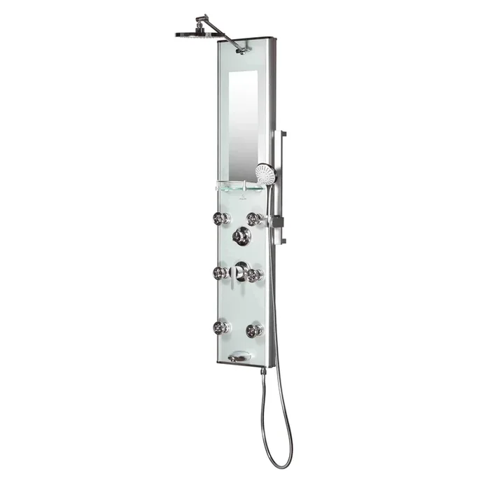 Pulse Shower Spa Kihei II Luxury System with Silver Glass and Chrome Hardware