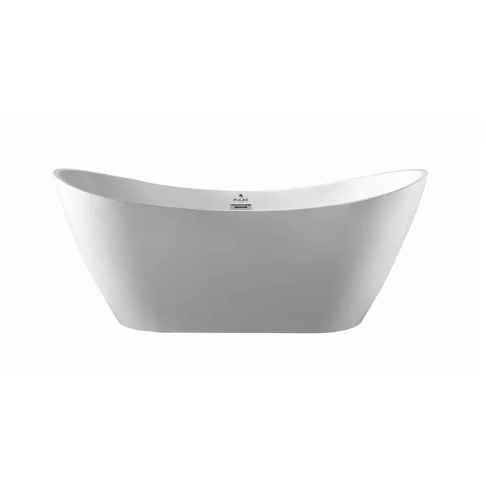 Pulse ShowerSpas 69″ Acrylic Freestanding Soaking Bathtub with Curved Design – Glossy White