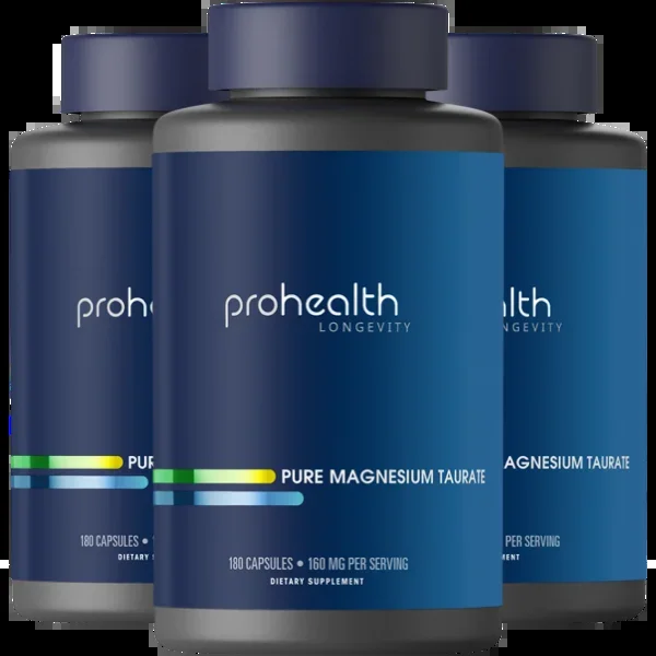 Pure Magnesium Taurate – 160 mg per serving, 180 capsules – 3 pack