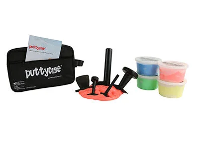 Puttycise Theraputty tool – 5-tool set with 4 x 1 lb putties, moderate (yellow-blue), with bag – 10-2830
