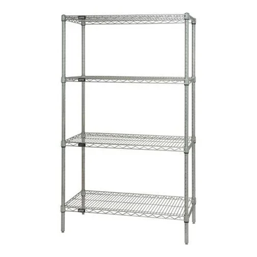 Quantum Storage Systems Stainless Steel Shelving Starter Kit with 4 Shelves and 63″ Post