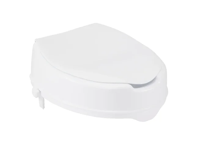 Raised Toilet Seat with Lock and Lid, Standard Seat, 4″