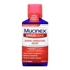 Reckitt Benckiser Cold and Sinus Relief Mucinex® Severe Sinus 650 mg – 400 mg – 10 mg / 20 mL Strength Liquid 6 oz.