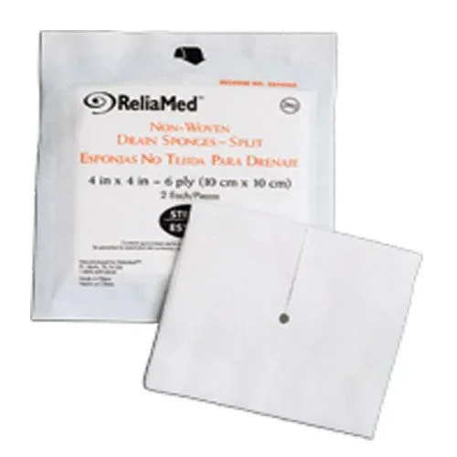 ReliaMed Tracheostomy Drainage Sponge, 4″ x 4″, Sterile, 2’s, Box of 25, 4 Pack (100 Total)
