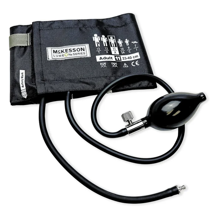 Reusable Blood Pressure Cuff and Bulb McKesson LUMEON 23 to 40 cm Arm Nylon Cuff Adult Cuff