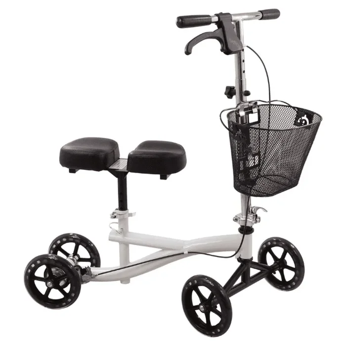 Roscoe Medical Knee Scooter with Basket – White