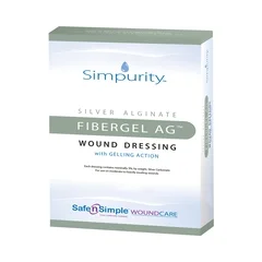 Safe N Simple Silver Alginate Dressing Simpurity Fibergel AG 4 x 4-3/4″ Rectangle Sterile, 10 EA/BX