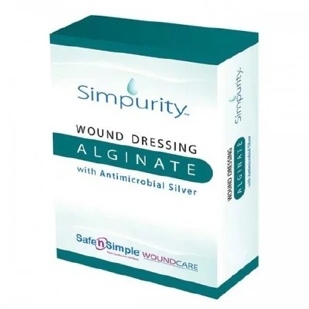 Safe N Simple Simpurity Calcium Alginate Dressing with Silver 2 X 2 Inch Square Sterile – SNS51702