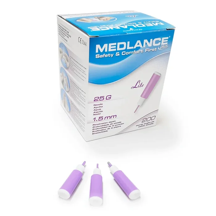 Safety Lancet Medlance 25 Gauge Safety Puncture Control Push Button Activation Finger
