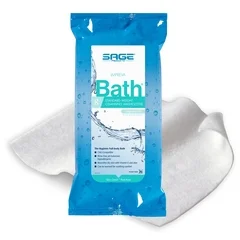 Sage Products Impreva Bath Rinse-Free Bath Wipes, Soft Pack, Aloe, Unscented, 8 Count, 30 EA/BX