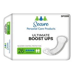 Secure Personal Care Products Incontinence Booster Pad Total Dry Ultimate Boost Ups 16-1/2 Length Moderate Absorbency One Size Fits Most Adult Unisex Disposable, 104 EA/CS