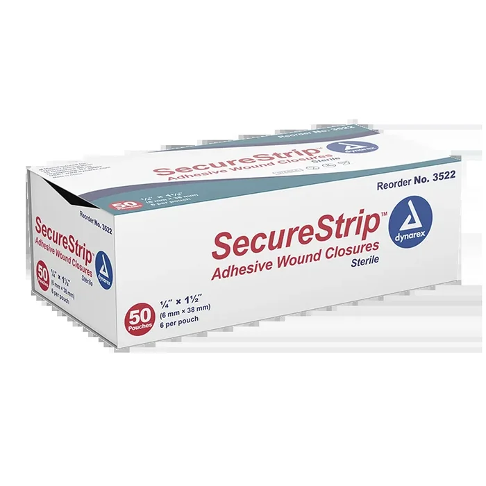 SecureStrip Adhesive Wound Closure Strips, 1/4″ x 1 1/2″, Sterile. 6 Strips per each.
