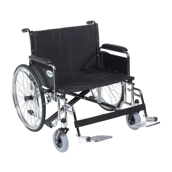 Sentra EC Heavy Duty Extra Wide Wheelchair, Detachable Full Arms, Swing away Footrests, 26″ Seat