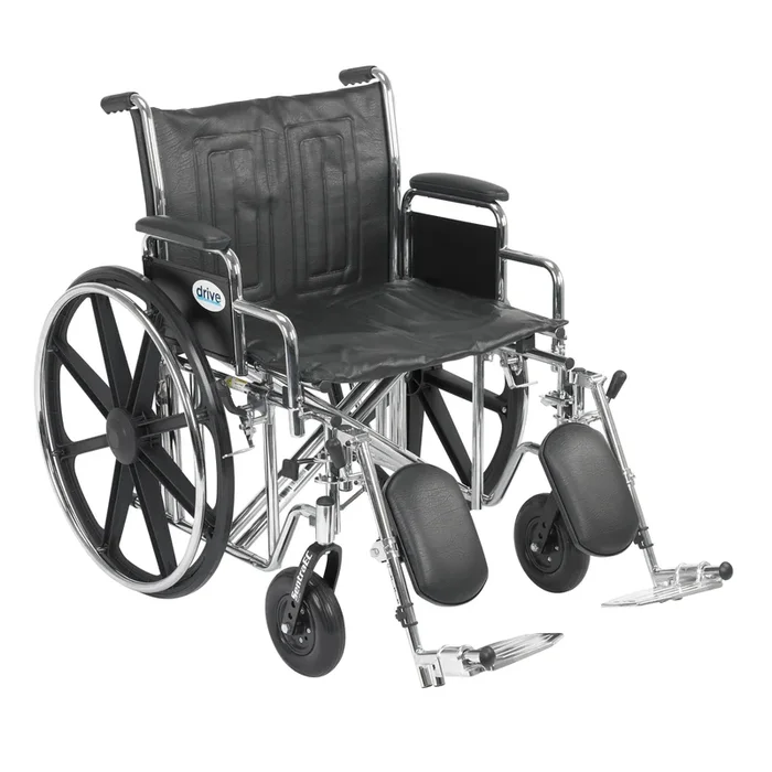 Sentra EC Heavy Duty Wheelchair, Detachable Desk Arms, Elevating Leg Rests, 22″ Seat
