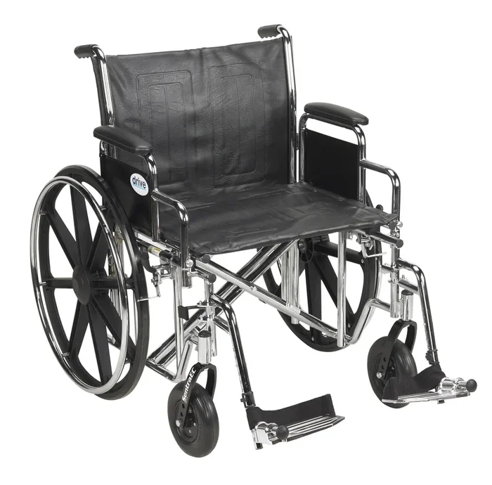 Sentra EC Heavy Duty Wheelchair, Detachable Desk Arms, Swing away Footrests, 22″ Seat