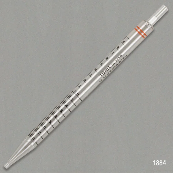 Serological Pipette, 10mL, PS, Short Style, 230mm, STERILE, Orange