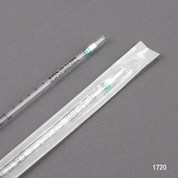 Serological Pipette, 2mL, PS, Standard Tip, 275mm, STERILE, Green Striped | 1730