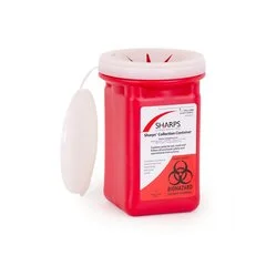 Sharps Compliance Mailback Sharps Container Sharps Recovery System 4-1/2 L x 4-1/2 W x 7 H 1 Quart Red Base / Translucent Lid Vertical Entry Snap On Lid, 12 EA/CS - Image 2