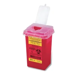 Sharps Container 1qt Red/Clear 3-9/10″ x 4-9/10 x 7″ Needle Ports Plastic