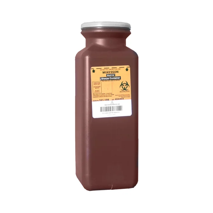 Sharps Container McKesson Red Base 10 H X 3-1/2 W X 3-1/2 D Inch Vertical Entry 0.425 Gallon