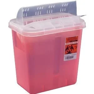 SharpSafety Multi-purpose Sharps Container, 1-Piece, 10H X 10.5W X 7.25D Inch, 2 Gallon, Translucent Base, Horizontal Entry Lid, 1 Container