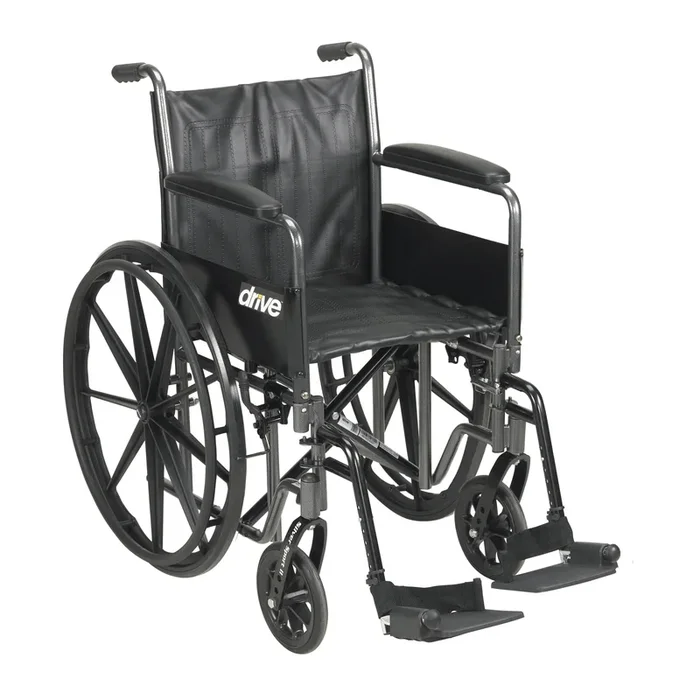 Silver Sport 2 Wheelchair, Detachable Full Arms, Swing away Footrests, 18″ Seat