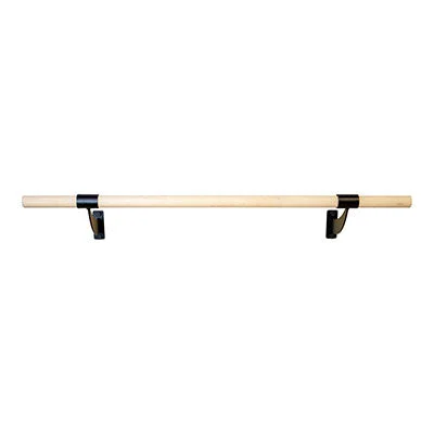 Single Bar Wall Mount Ballet Barre System, Wood, 8′ – 75-0984