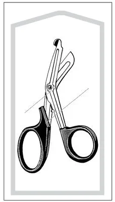 Sklar Econo Utility Scissors 5-1/2 Inch Length Floor Grade Stainless Steel / Plastic Sterile Finger Ring Handle Angled Blunt/Blunt – 96-2701