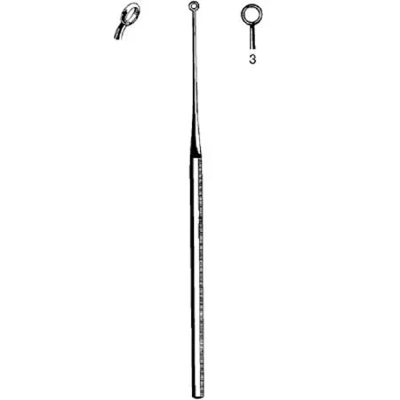 Sklar Merit Ear Curette Buck 6-1/2 Inch Length Single-ended Octagon Handle Size 3 Tip Angled Blunt Fenestrated Round Tip – 98-167